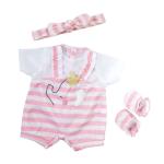 JC Toys/Berenguer - Berenguer Boutique - Pink Stripes and White Overall Shorts - Outfit